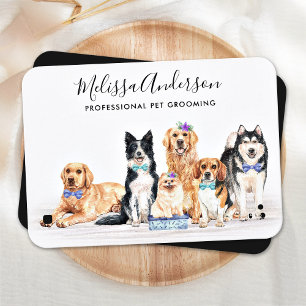 Waterverf Dog Walker Pet Sitting Groomer QR Code Visitekaartje