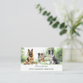 Waterverf Dog Walking Pet Sitting Visitekaartje (Staand voorkant)