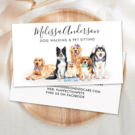 Waterverf Dogs Pet Sitter Dog Groomer Visitekaartje