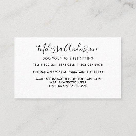 Waterverf Dogs Pet Sitter Dog Groomer Visitekaartje (Achterkant)