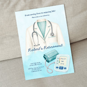 Waterverf Dokter Verpleegster Pensioenfeest Kaart