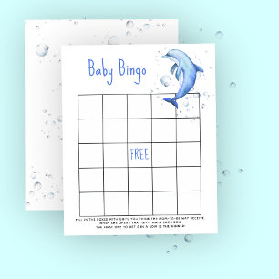 Waterverf dolfijn - Baby shower bingo spel