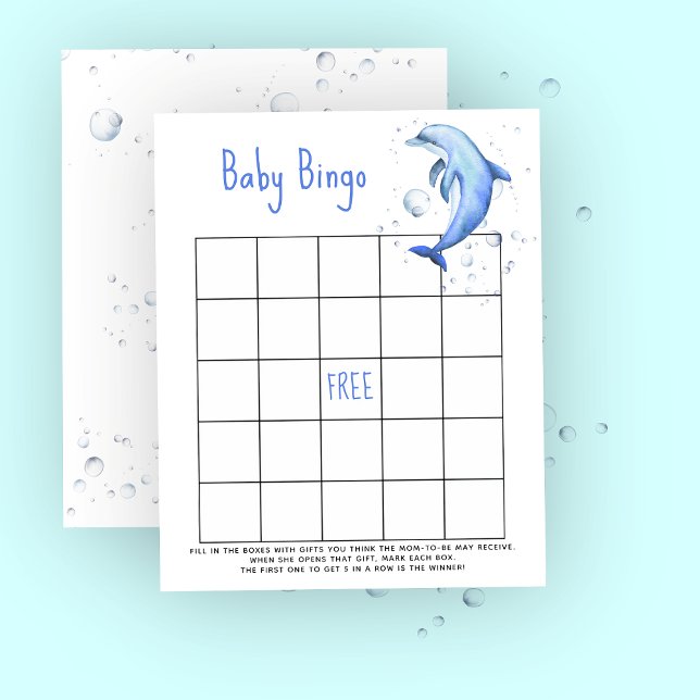 Waterverf dolfijn - Baby shower bingo spel (Creator heeft geüpload)