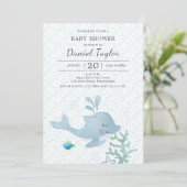 Waterverf dolfijn Baby Uitnodiging (Staand voorkant)