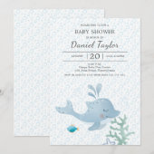 Waterverf dolfijn Baby Uitnodiging (Voorkant / Achterkant)