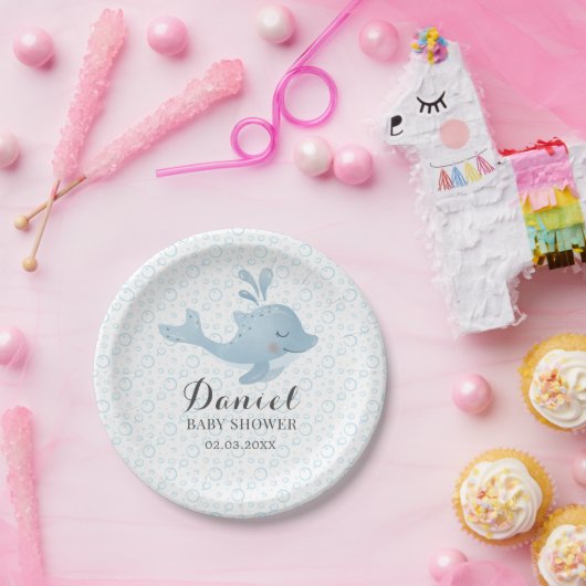 Waterverf dolfijn Baby Uitnodigingslaboratorium Papieren Bordje (Feest)