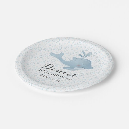 Waterverf dolfijn Baby Uitnodigingslaboratorium Papieren Bordje (Gekanteld)