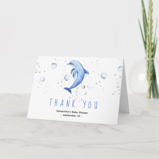 Waterverf dolfijn - bedankt baby shower (Voorkant)