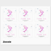 Waterverf dolfijn - bedankt babyshower vierkante sticker (Vel)