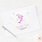 Waterverf dolfijn - bedankt babyshower vierkante sticker (Envelop)