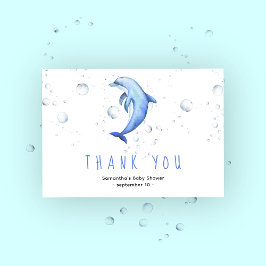 Waterverf dolfijn - dank je baby shower bedankkaart