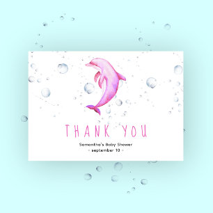 Waterverf dolfijn - dank je baby shower bedankkaart