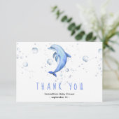 Waterverf dolfijn - dank u baby shower bedankkaart (Staand voorkant)