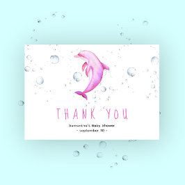 Waterverf dolfijn - dank u baby shower bedankkaart