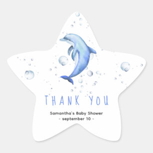 Waterverf dolfijn - dank u baby shower ster sticker