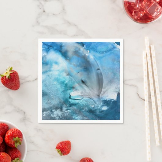 Waterverf Dolfijn Digitale Kunst Servet (Insitu)