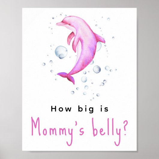 Waterverf dolfijn - Hoe groot is mama's buik Poster (Voorkant)