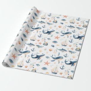 Waterverf Dolfijn Naadloos Patroon Cadeaupapier