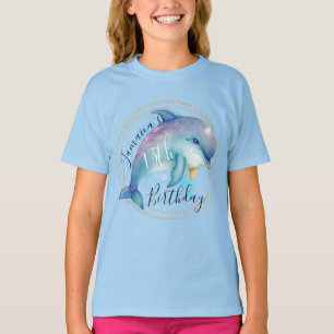 Waterverf Dolfijn Oceaan Verjaardagsfeest T-Shirt