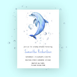 Waterverf Dolfijn Onder de Zee Baby Shower Kaart