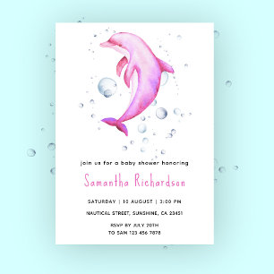 Waterverf Dolfijn Onder de Zee Baby Shower Kaart