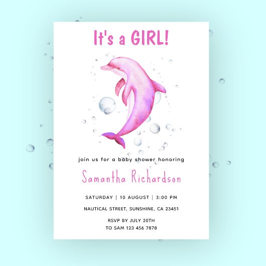 Waterverf Dolfijn Onder het Zee Baby shower Kaart