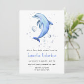 Waterverf Dolfijn Onder het Zee Baby shower Kaart (Staand voorkant)