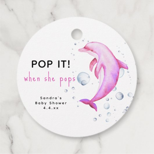 Waterverf dolfijn - pop het! Als ze poppen Bedankjes Labels (Achterkant)