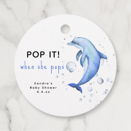 Waterverf dolfijn - pop het! Als ze poppen Bedankjes Labels (Achterkant)