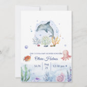 Waterverf Dolfijn Sealife Baby shower Kaart (Voorkant)