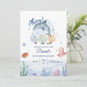 Waterverf Dolfijn Sealife Verjaardag Kaart (Staand voorkant)