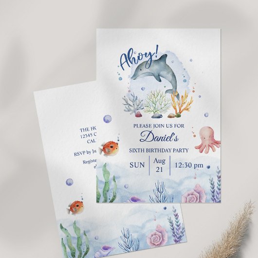 Waterverf Dolfijn Sealife Verjaardag Kaart