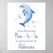 Waterverf dolfijn - Toekomstige moeder geadresseer Poster (Voorkant)