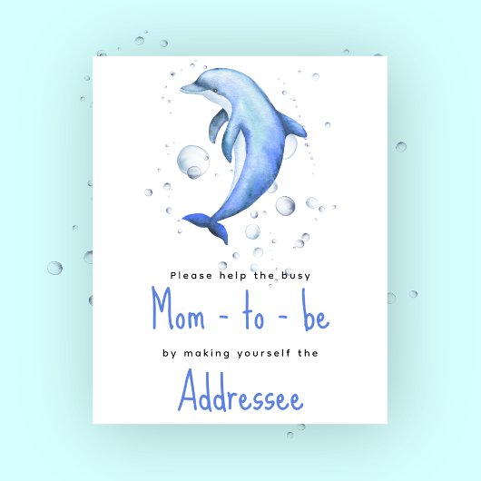 Waterverf dolfijn - Toekomstige moeder geadresseer Poster