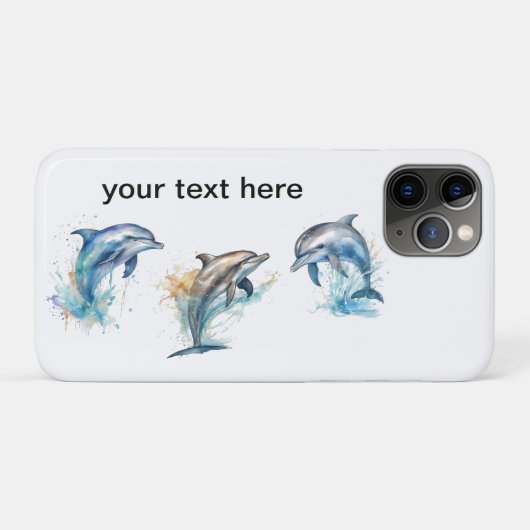 Waterverf Dolfijn Trio, op maat Case-Mate iPhone Case (Achterkant (horizontaal))