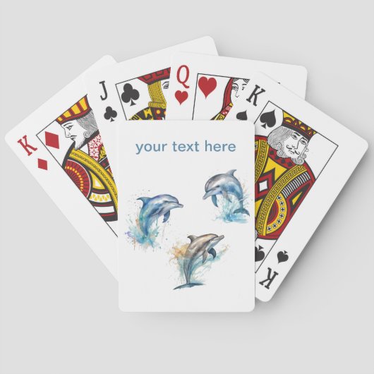 Waterverf Dolfijn Trio, op maat Pokerkaarten (Achterkant)