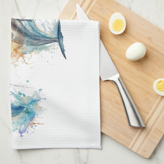 Waterverf Dolfijn Trio Theedoek (Quarter Fold)