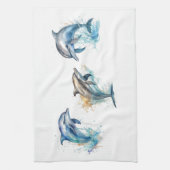 Waterverf Dolfijn Trio Theedoek (Verticaal)