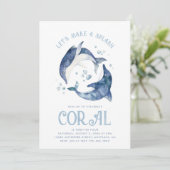 Waterverf Dolfijn Verjaardagsuitnodiging Kaart (Staand voorkant)