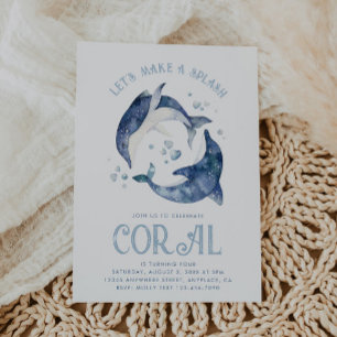 Waterverf Dolfijn Verjaardagsuitnodiging Kaart