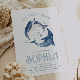 Waterverf Dolfijn Verjaardagsuitnodiging Kaart
