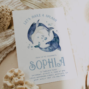 Waterverf Dolfijn Verjaardagsuitnodiging Kaart