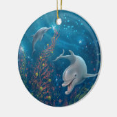 Waterverf Dolfijn Vrede en Vreugde Kerstmis Keramisch Ornament (Links)
