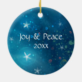 Waterverf Dolfijn Vrede en Vreugde Kerstmis Keramisch Ornament (Achterkant)