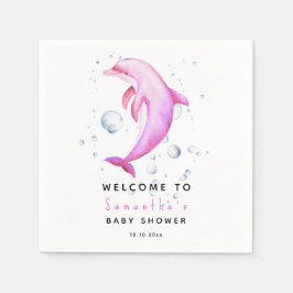Waterverf dolfijn WELKOM BIJ baby shower Servet