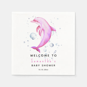 Waterverf dolfijn WELKOM BIJ baby shower Servet