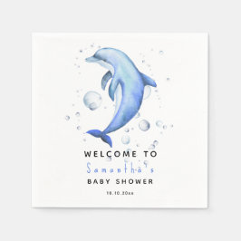 Waterverf dolfijn WELKOM IN baby shower Servet