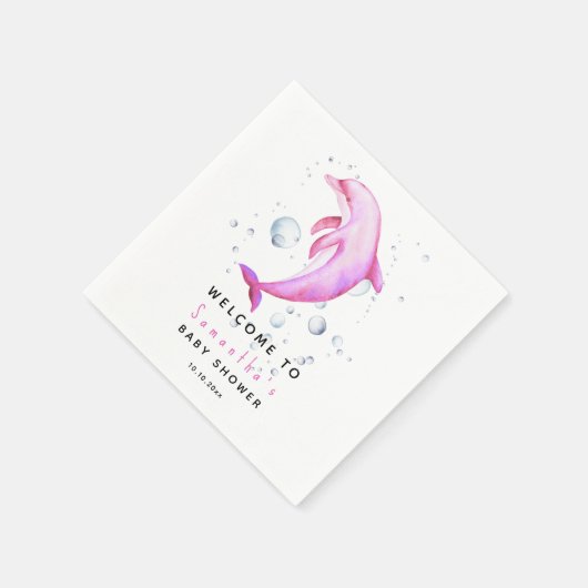 Waterverf dolfijn WELKOM IN baby shower Servet (Hoek)