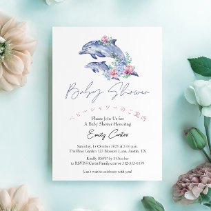 Waterverf Dolfijnen Baby Shower 'Onder de Zee' Kaart