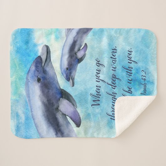  Waterverf Dolfijnen | Bijbelse versie Sherpa Deken (Voorkant (horizontaal))